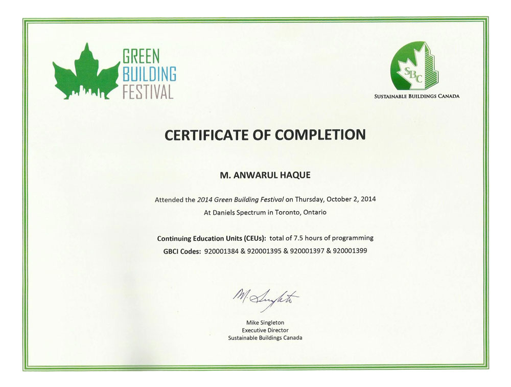 Green Building Festival Certificate